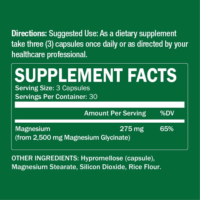 Magnesium Glycinate Supplement 90 Capsules - Renee Lane Company