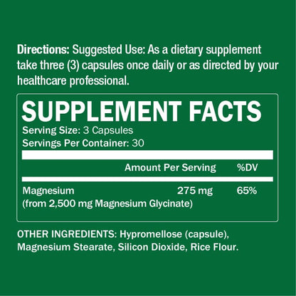 Magnesium Glycinate Supplement 90 Capsules - Renee Lane Company