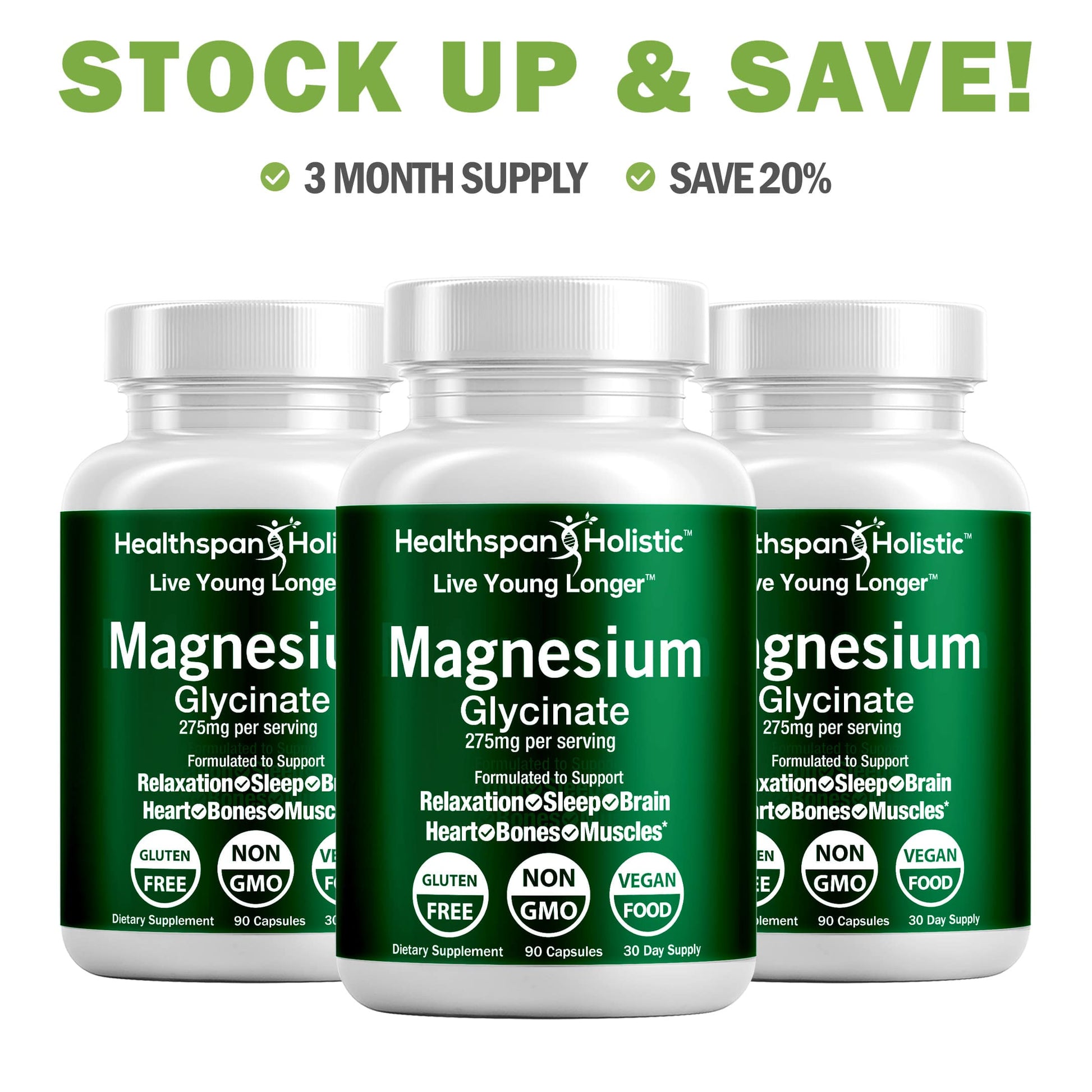 Magnesium Glycinate Supplement 90 Capsules - Renee Lane Company