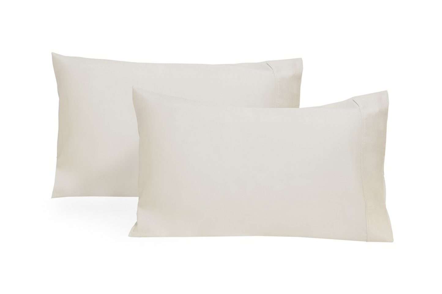 Organic sateen pillowcases, two pure white rectangular cases