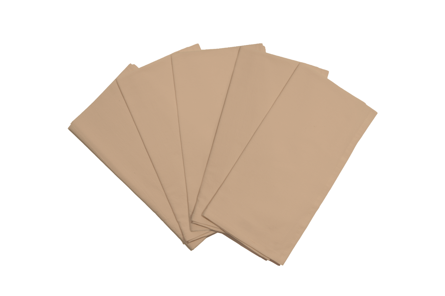 Flour sack kitchen towels, light beige folded set of five