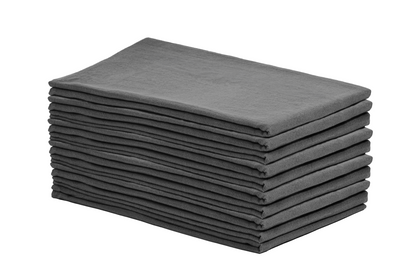Stack of dark gray flour sack kitchen towels