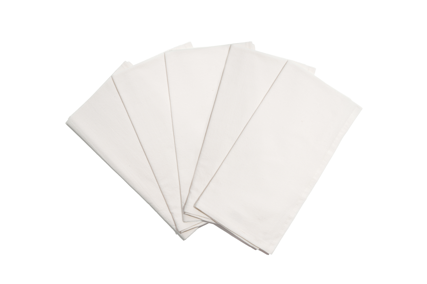 White flour sack kitchen towels, folded stack
