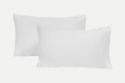 Organic sateen pillowcases, two pure white rectangular cases