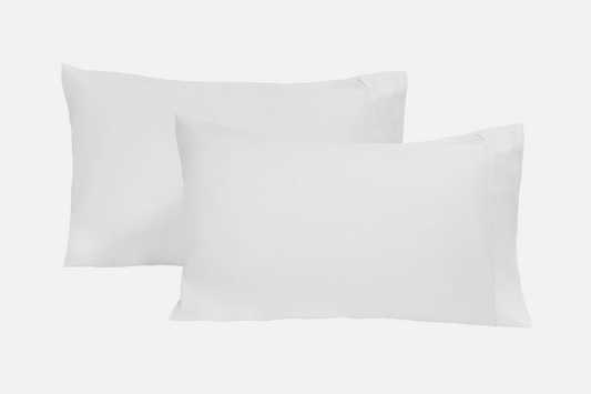 Organic sateen pillowcases, two pure white rectangular cases