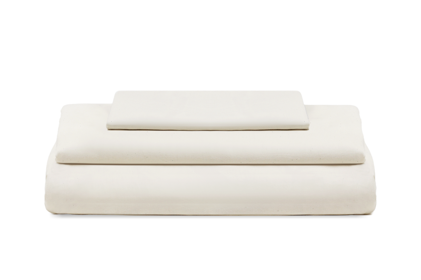 Natural cotton sateen bed sheet set, neatly folded sheets