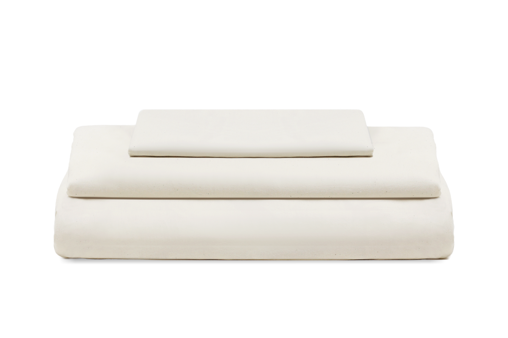 Natural cotton sateen bed sheet set, neatly folded sheets
