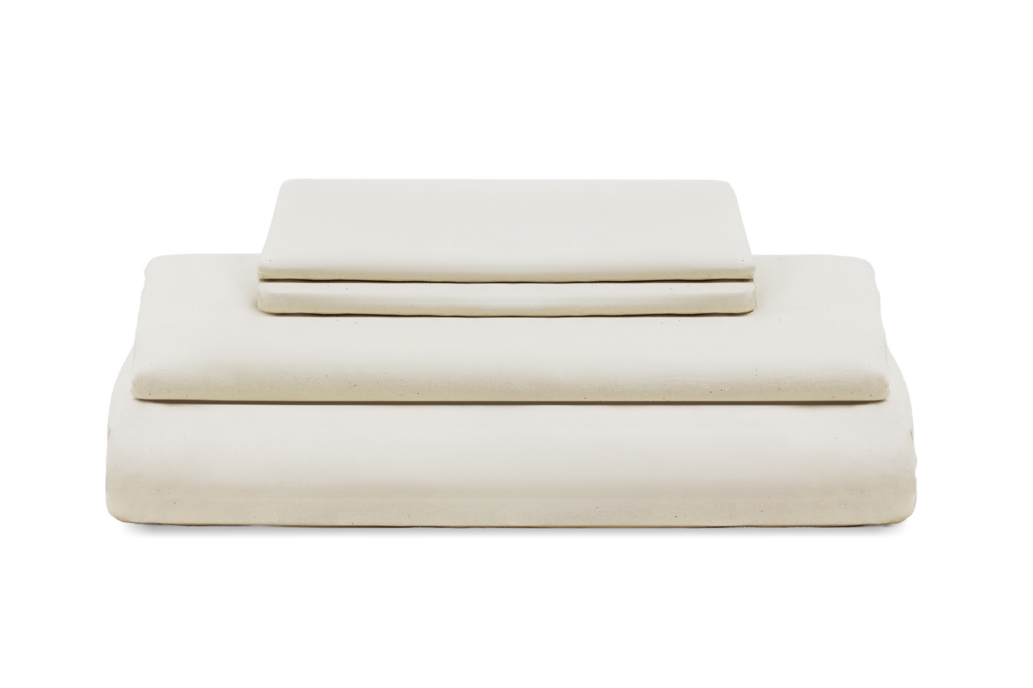 Pure white sateen bed sheet set, neatly folded sheets