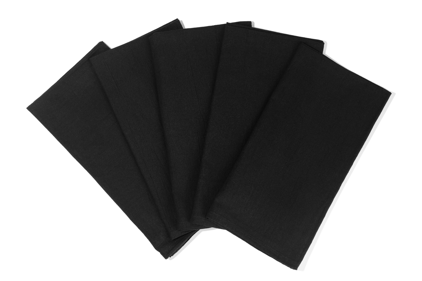 Black flour sack kitchen towels, neatly folded set