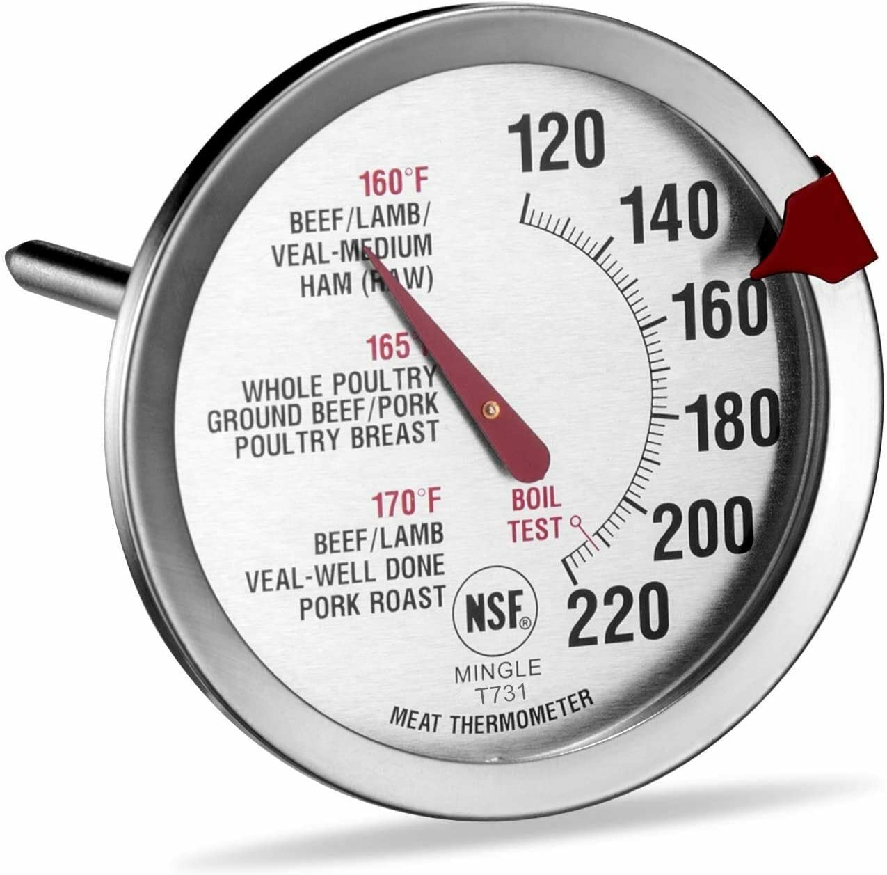 Mainstays NSF Certified Oven Safe Meat Thermometer Extra Large Dial Silver - Renee Lane Company