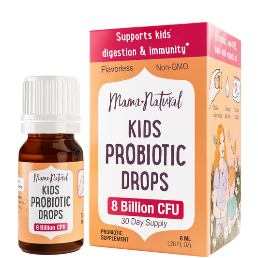 Mama Natural Kids Probiotic Drops (Age 3+) | Toddler Probiotic for Digestive Health & Immune Support - Pediatrician-Approved Probiotics for Kids | 30 Servings - Unflavored Liquid Probiotic - Renee Lane Company