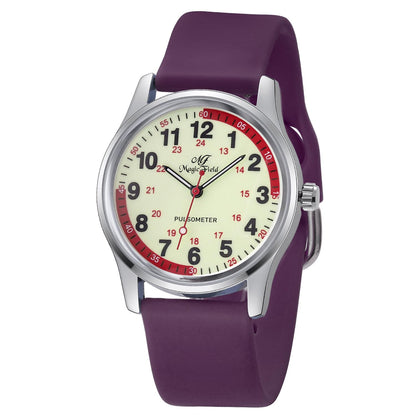 ManChDa Nurse Watch for Nurse Medical Watch Nursing Nurse Watch for Women Silicone Watch Nurse Watch Second Hand Easy to Read Watch Military Time Watch Waterproof Luminous Watch 24 Hours Purple Watch - Renee Lane Company