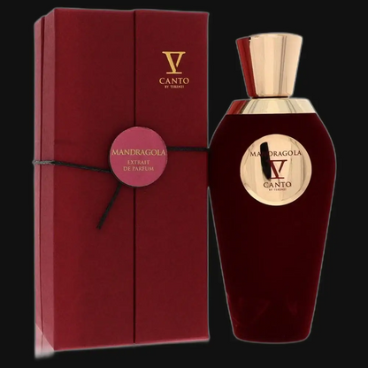 Unisex perfume bottle and box set by V Canto, deep burgundy with gold logo