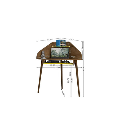 Manhattan Comfort Bradley Corner Desk with Keyboard Shelf in Rustic Brown and Yellow - Renee Lane Company
