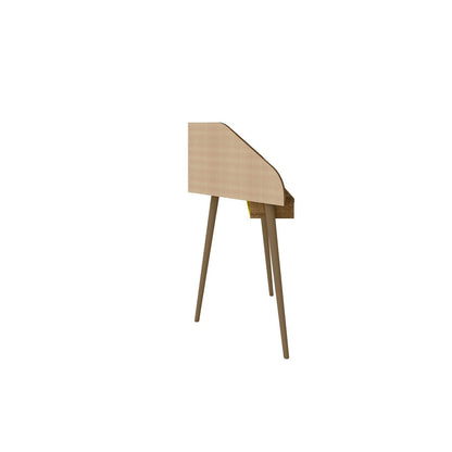 Manhattan Comfort Bradley Corner Desk with Keyboard Shelf in Rustic Brown and Yellow - Renee Lane Company