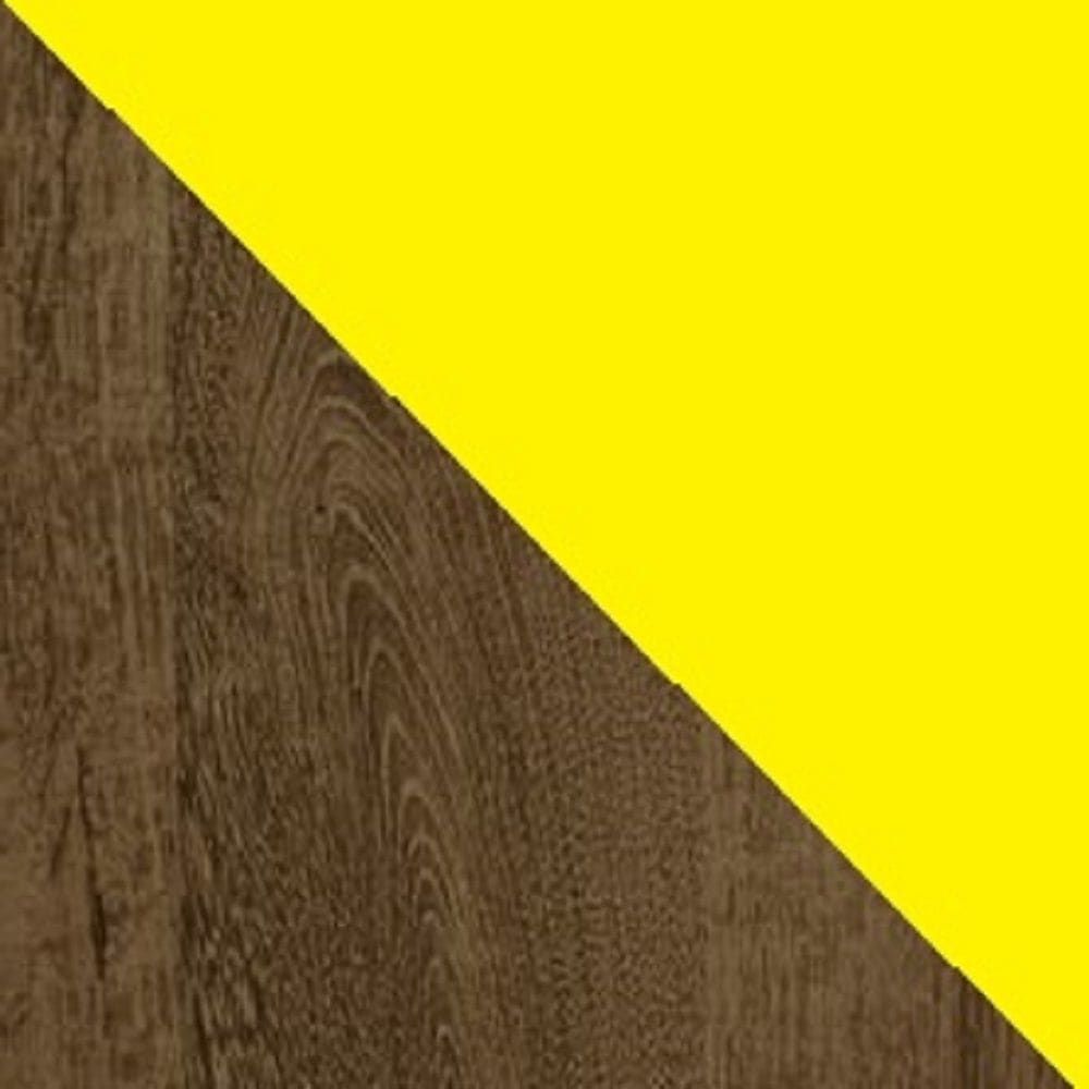 Manhattan Comfort Bradley Corner Desk with Keyboard Shelf in Rustic Brown and Yellow - Renee Lane Company