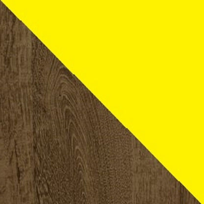 Manhattan Comfort Bradley Corner Desk with Keyboard Shelf in Rustic Brown and Yellow - Renee Lane Company