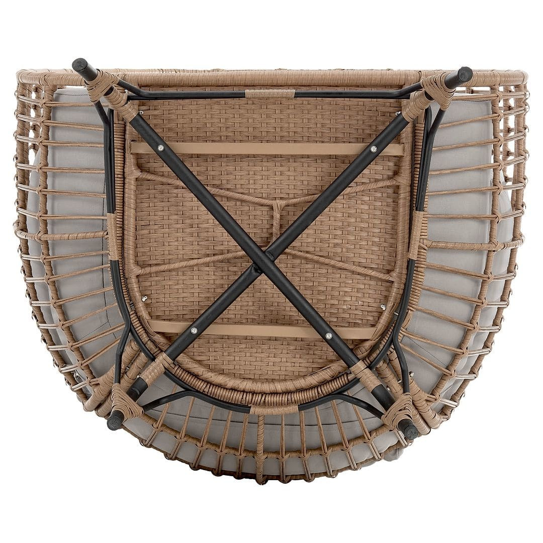 Manhattan Comfort Spezia Freestanding Steel and Rattan Outdoor Egg Chair with Cushions in Grey - Renee Lane Company
