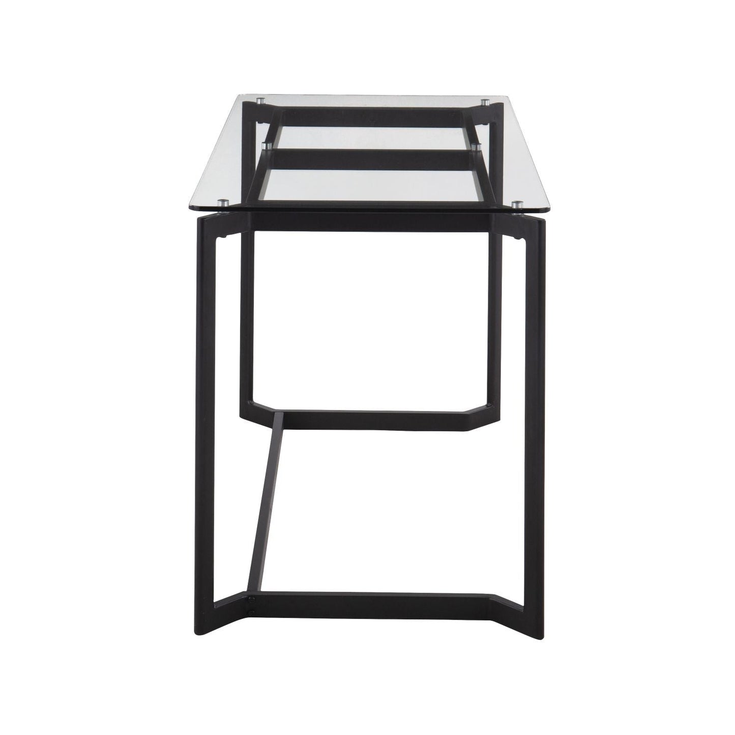 Masters Modern Office Desk in Black Steel with Clear Glass Top by - Renee Lane Company