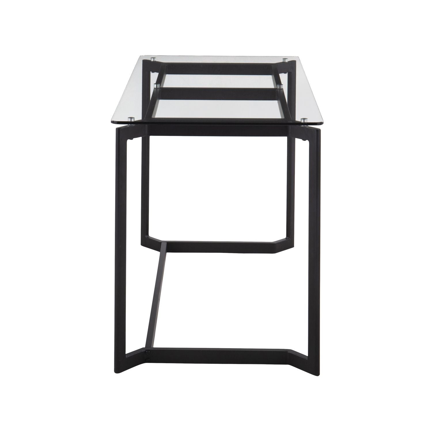 Masters Modern Office Desk in Black Steel with Clear Glass Top by - Renee Lane Company