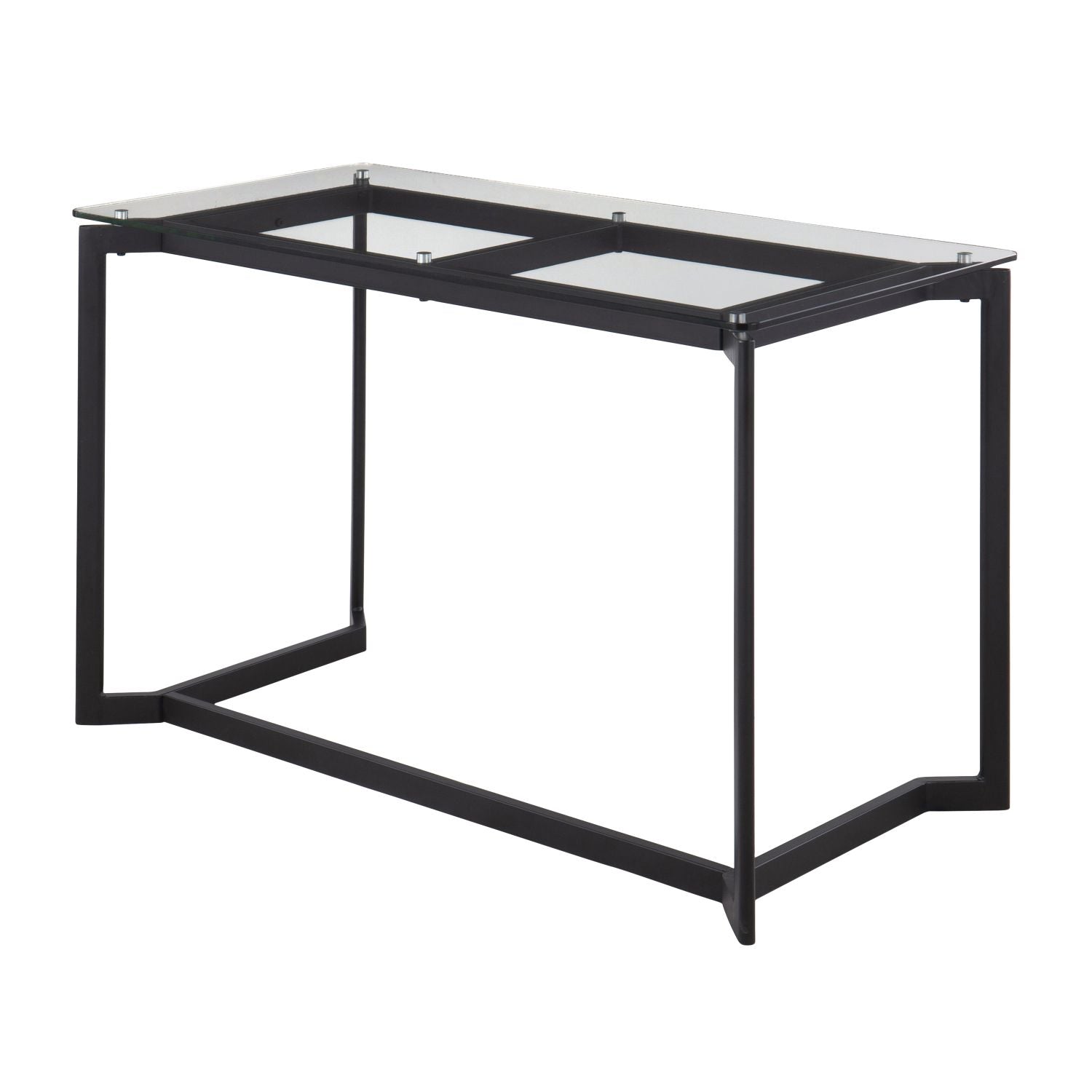 Masters Modern Office Desk in Black Steel with Clear Glass Top by - Renee Lane Company