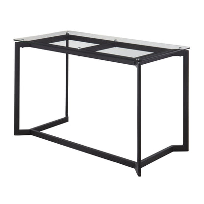 Masters Modern Office Desk in Black Steel with Clear Glass Top by - Renee Lane Company