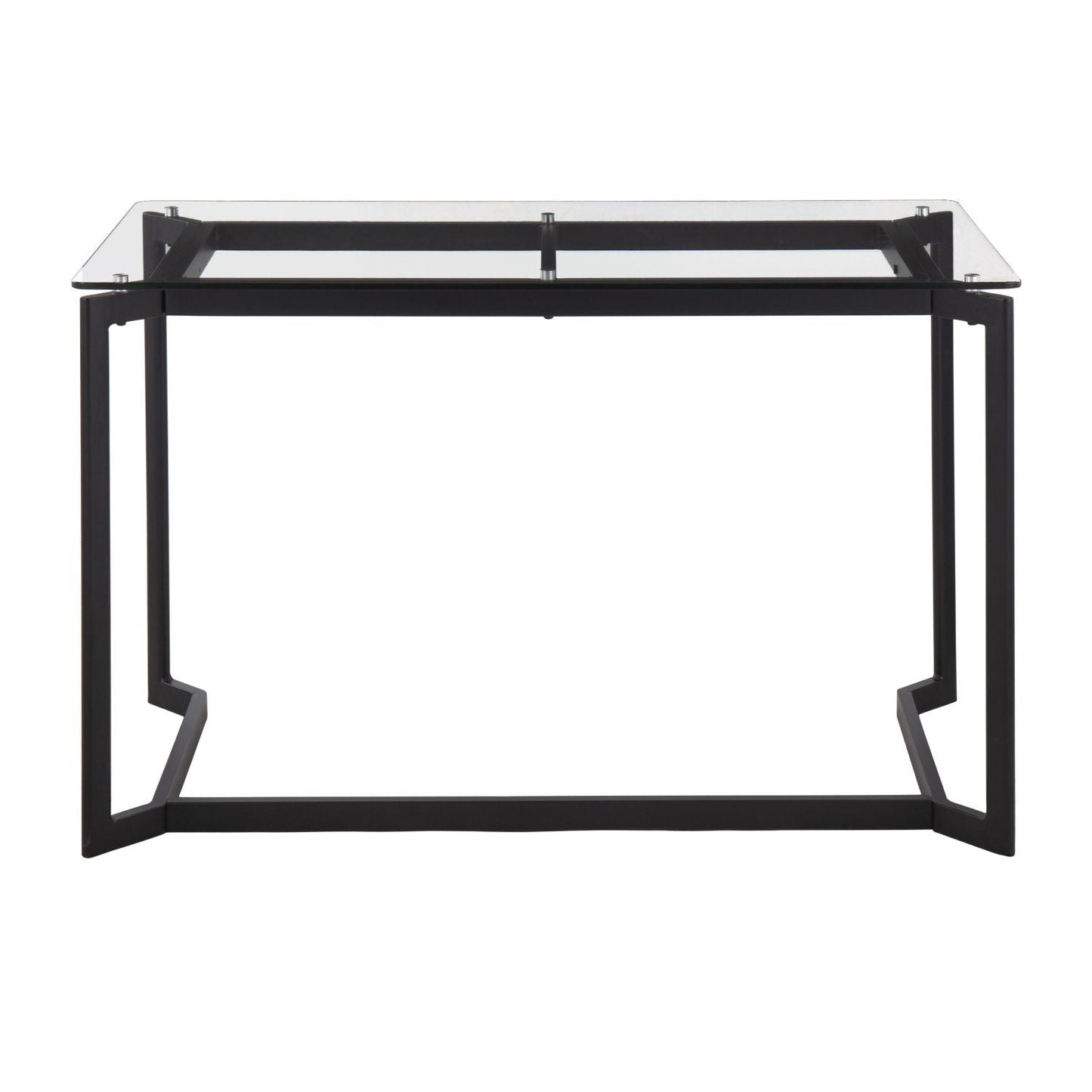 Masters Modern Office Desk in Black Steel with Clear Glass Top by - Renee Lane Company