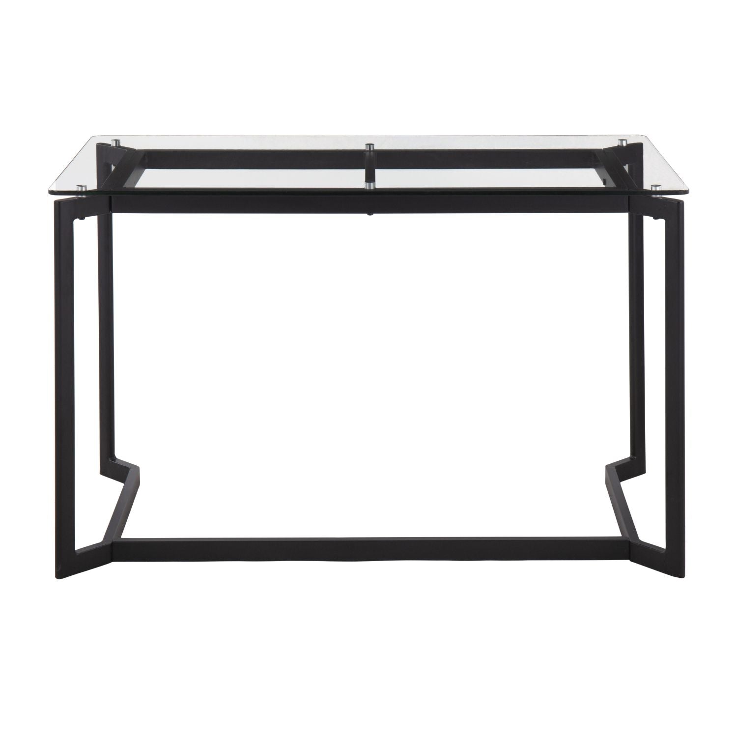 Masters Modern Office Desk in Black Steel with Clear Glass Top by - Renee Lane Company