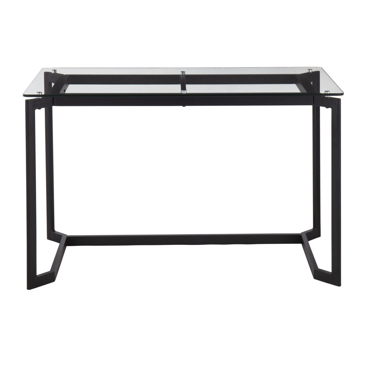 Masters Modern Office Desk in Black Steel with Clear Glass Top by - Renee Lane Company