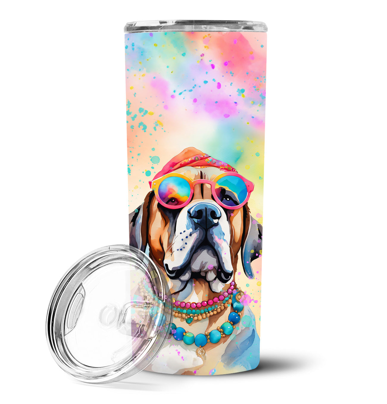 Mastiff Hippie Dawg Stainless Steel Skinny Tumbler Vacuum Double Walled Reusable Insulated Tumbler Travel Cup for Coffee Cocktails Gift with Lid, 20 oz - Renee Lane Company