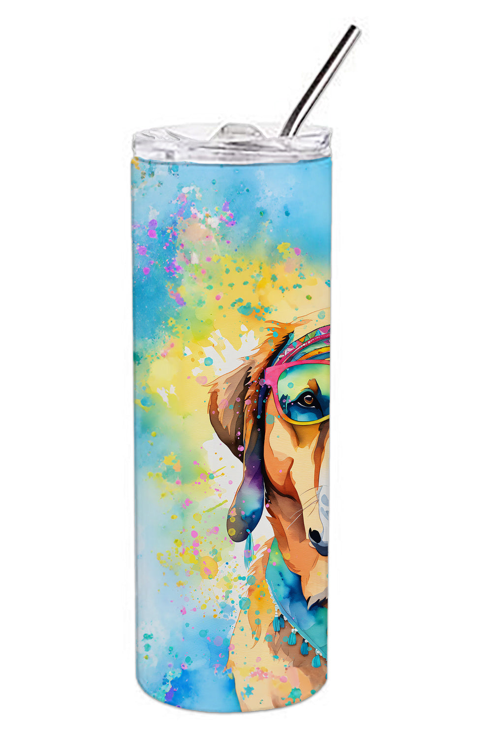 Mastiff Hippie Dawg Stainless Steel Skinny Tumbler Vacuum Double Walled Reusable Insulated Tumbler Travel Cup for Coffee Cocktails Gift with Lid, 20 oz - Renee Lane Company