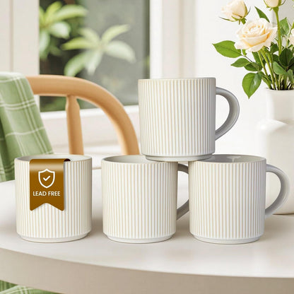 Matte White Coffee Mugs Set of 4, 12 Ounce Mug with Handles, Ceramic Stoneware Catering Coffee Cups, Porcelain Mugs Sets for Coffee, Tea, Hot Cocoa, Milk, Microwave and Dishwasher Safe - Renee Lane Company