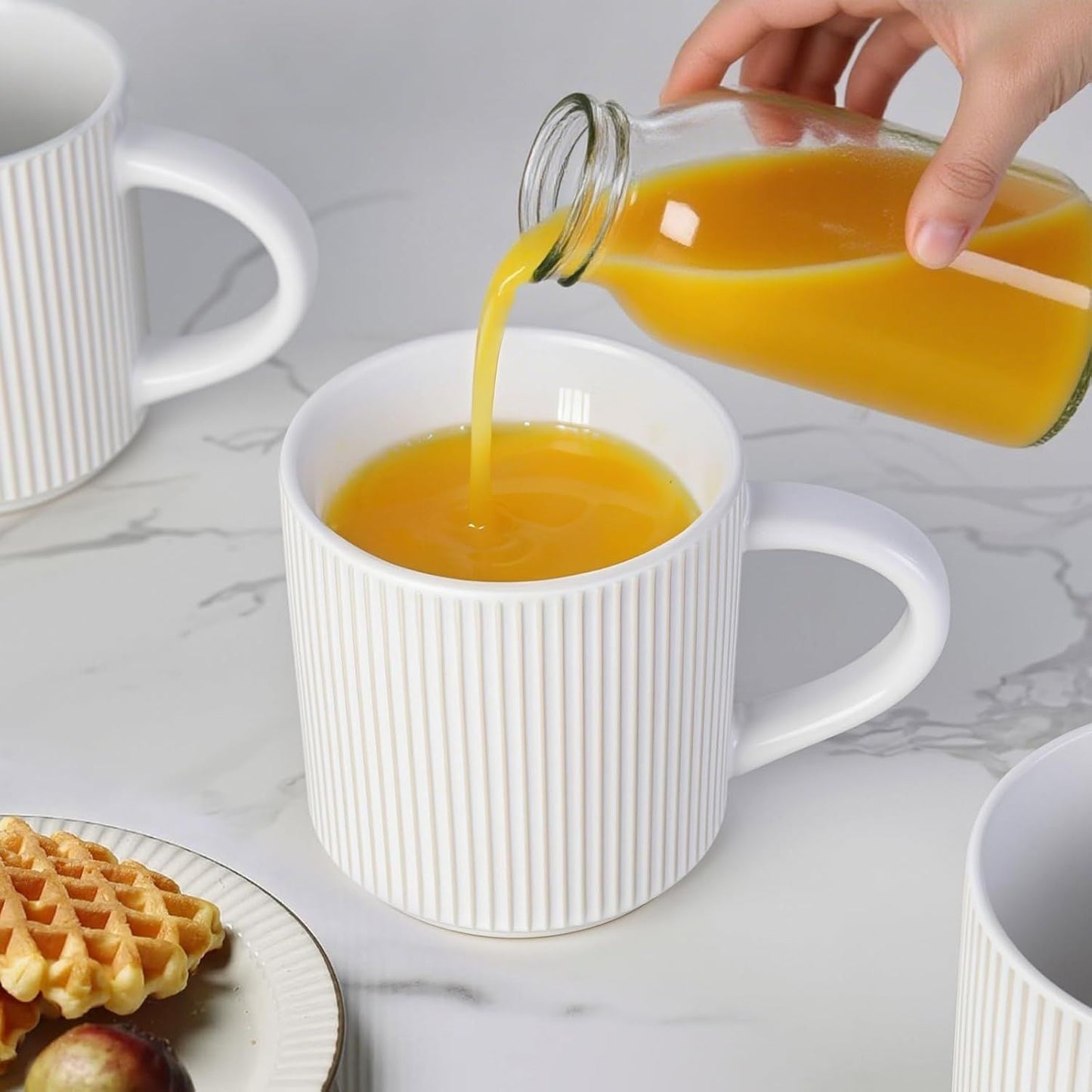 Matte White Coffee Mugs Set of 4, 12 Ounce Mug with Handles, Ceramic Stoneware Catering Coffee Cups, Porcelain Mugs Sets for Coffee, Tea, Hot Cocoa, Milk, Microwave and Dishwasher Safe - Renee Lane Company