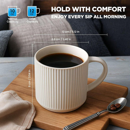 Matte White Coffee Mugs Set of 4, 12 Ounce Mug with Handles, Ceramic Stoneware Catering Coffee Cups, Porcelain Mugs Sets for Coffee, Tea, Hot Cocoa, Milk, Microwave and Dishwasher Safe - Renee Lane Company