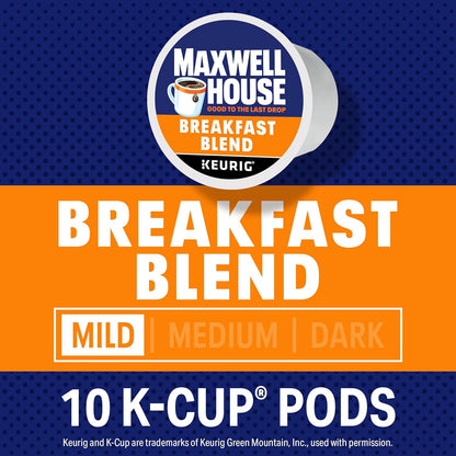 Maxwell House Breakfast Blend Mild Roast K-Cup Coffee Pods, 10 ct Box - Renee Lane Company