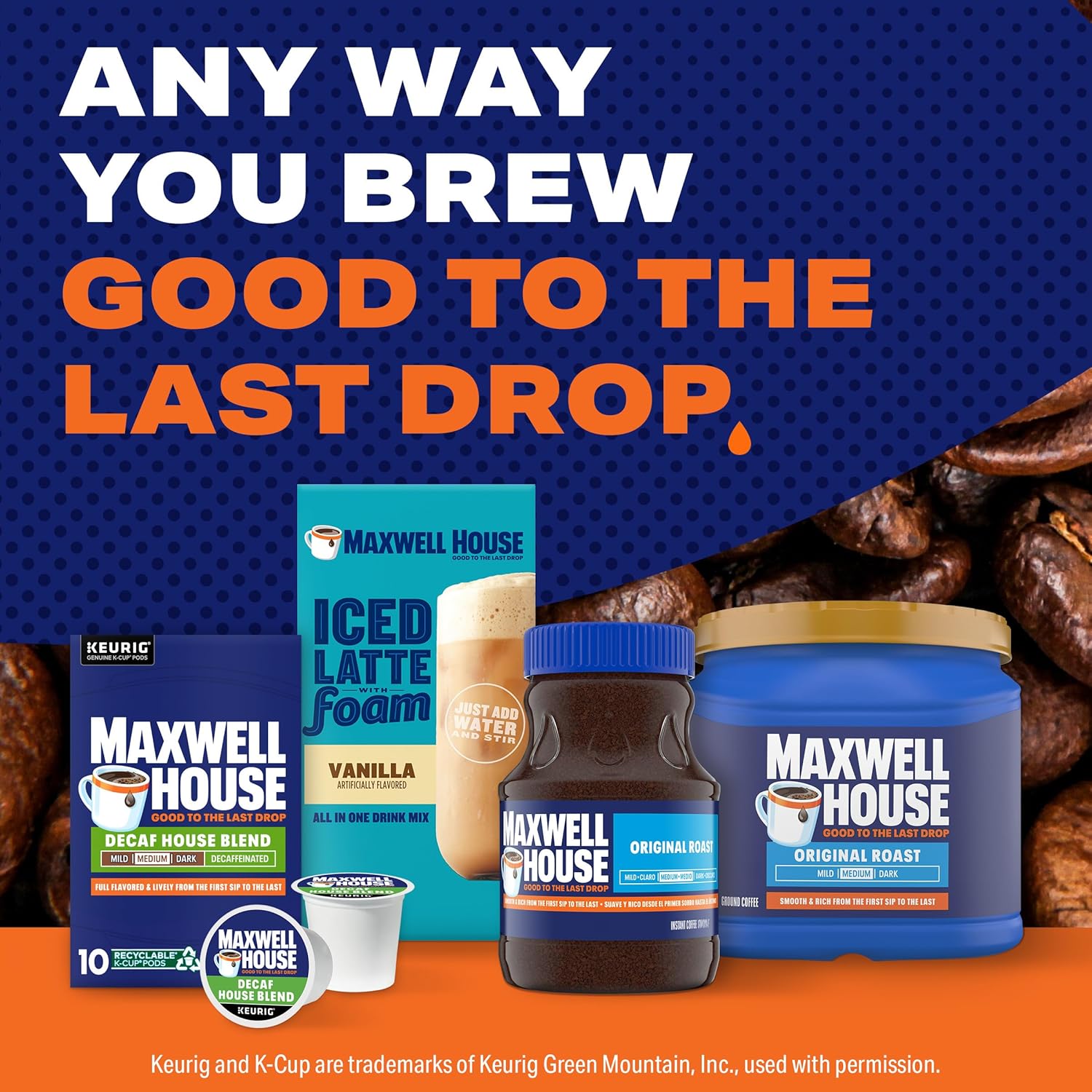 Maxwell House Decaf House Blend Medium Roast K-Cup Coffee Pods, 10 ct Box - Renee Lane Company