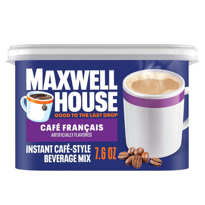 Maxwell House Instant Cafe-Style Beverage Mix, Easy to Prepare, 1 Canister, for Quick Morning Coffee or Afternoon Treat, Cafe Francais, Kosher Dairy, 7.6 oz - Renee Lane Company