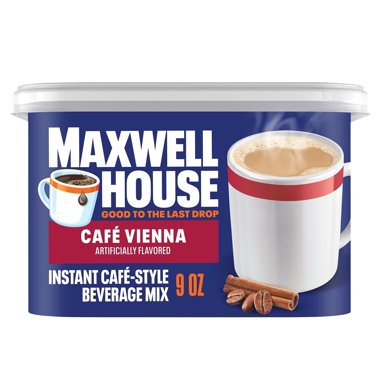 Maxwell House Instant Cafe-Style Beverage Mix, Easy to Prepare, 1 Canister, for Quick Morning Coffee or Afternoon Treat, Cafe Vienna, Kosher Dairy, 9 oz - Renee Lane Company