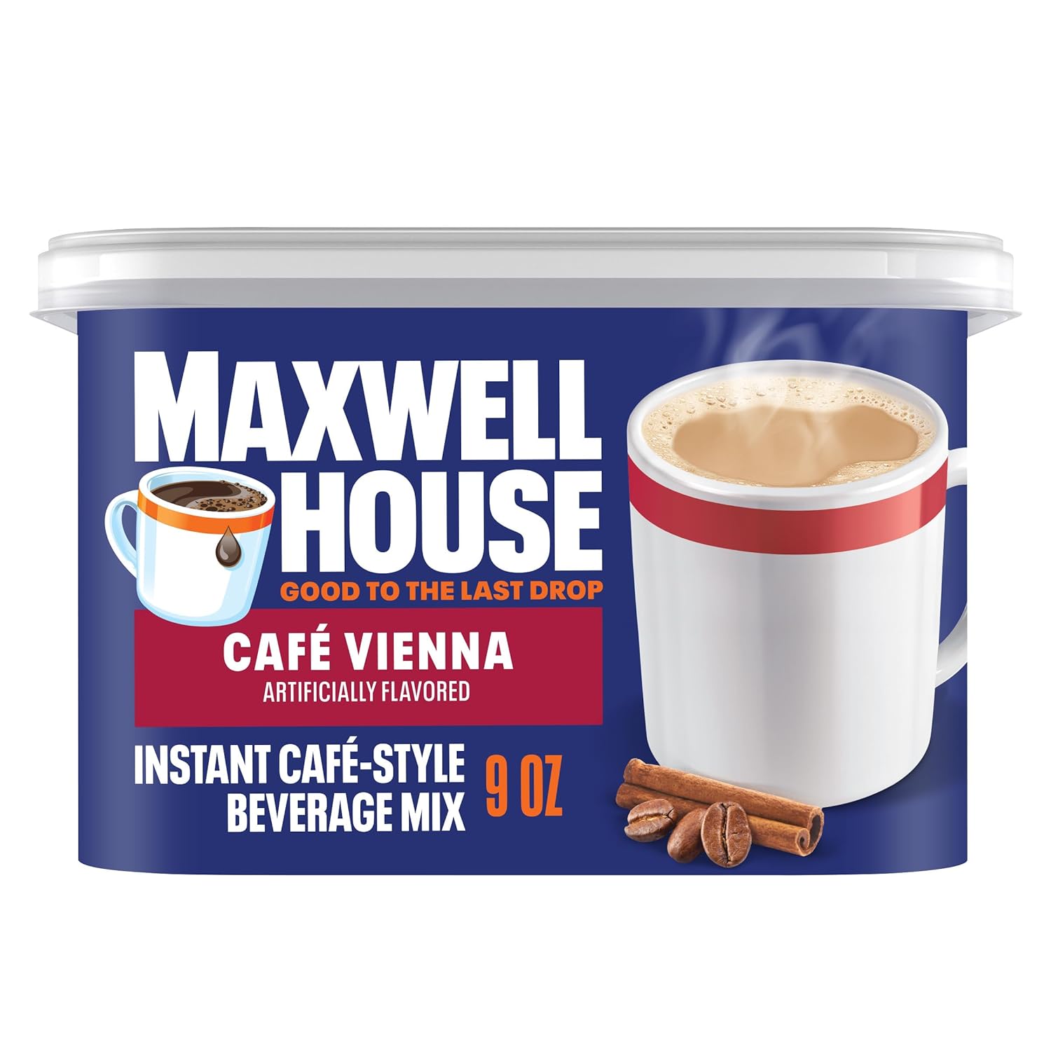 Maxwell House Instant Cafe-Style Beverage Mix, Easy to Prepare, 1 Canister, for Quick Morning Coffee or Afternoon Treat, Cafe Vienna, Kosher Dairy, 9 oz - Renee Lane Company