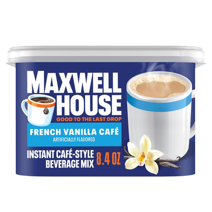 Maxwell House Instant Cafe-Style Beverage Mix, Easy to Prepare, 1 Canister, for Quick Morning Coffee or Afternoon Treat, French Vanilla Cafe, Kosher Dairy, 8.4 oz - Renee Lane Company