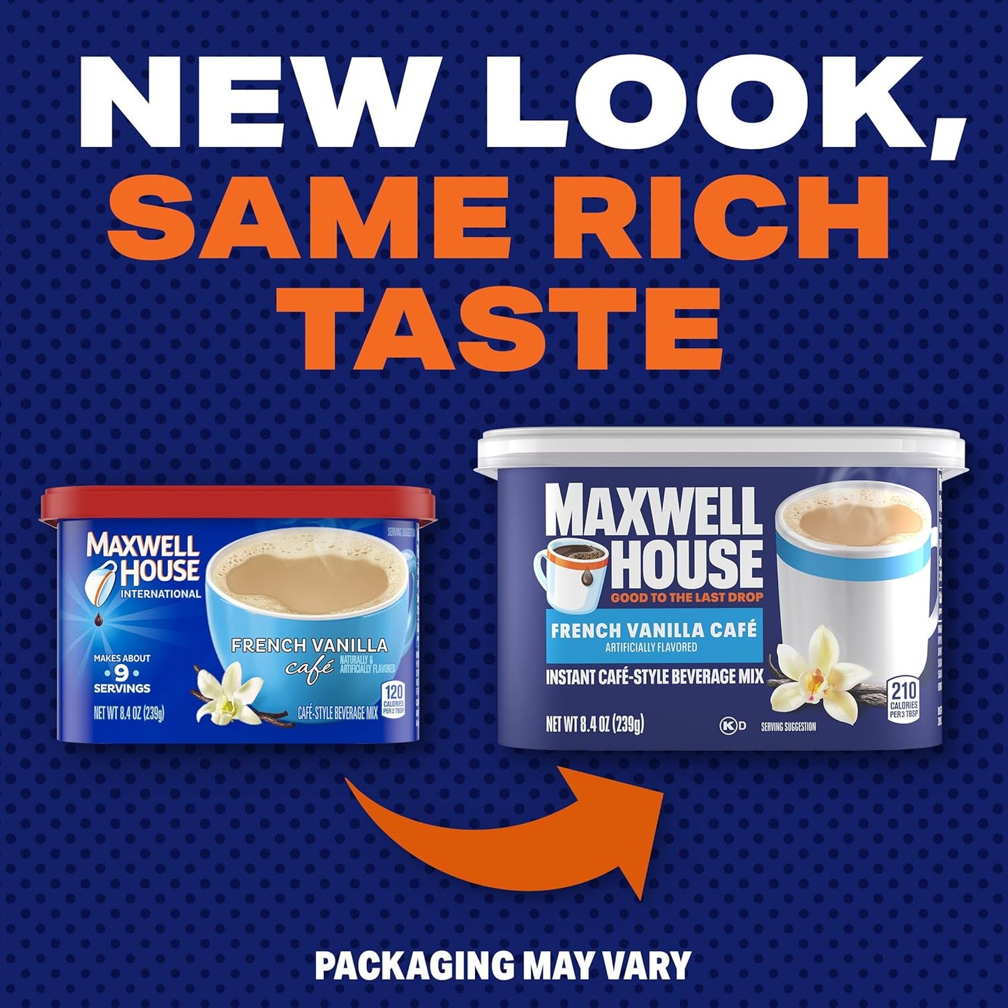 Maxwell House Instant Cafe-Style Beverage Mix, Easy to Prepare, 1 Canister, for Quick Morning Coffee or Afternoon Treat, French Vanilla Cafe, Kosher Dairy, 8.4 oz - Renee Lane Company