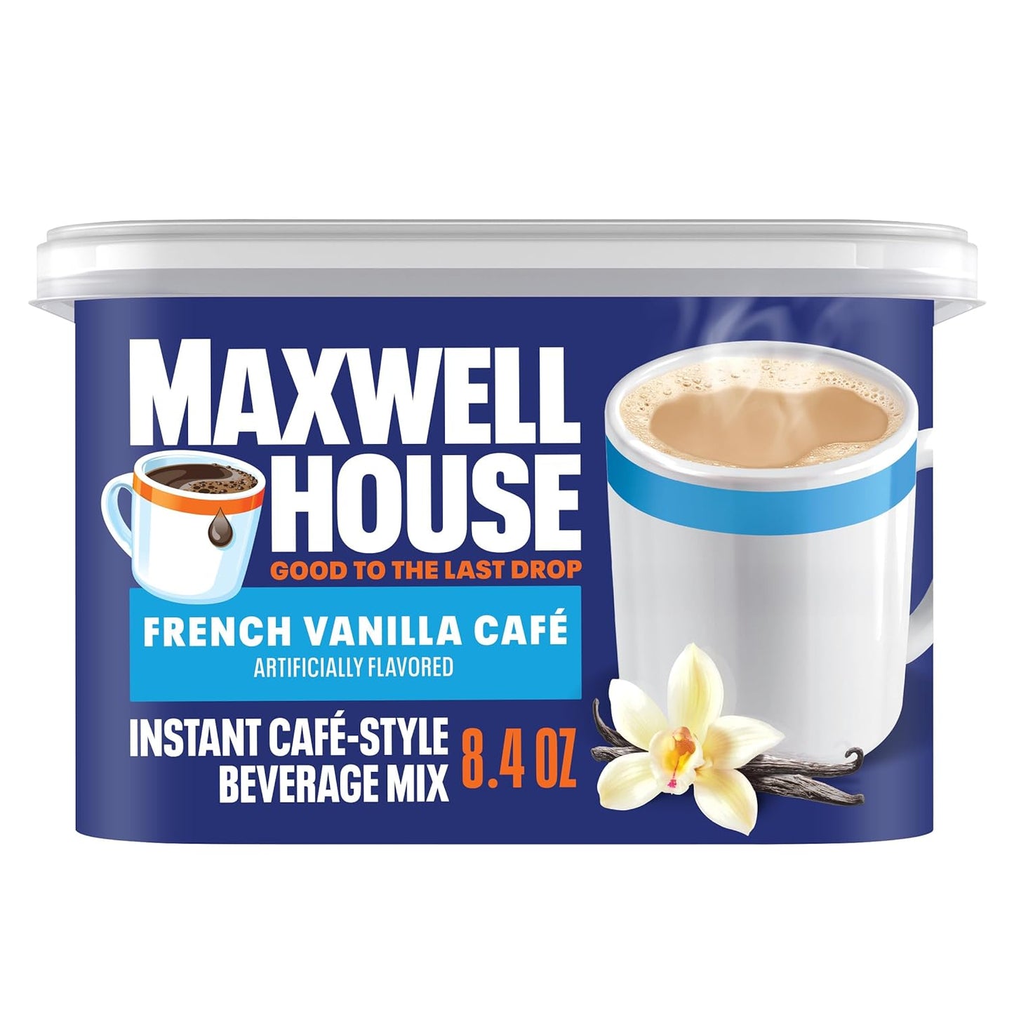 Maxwell House Instant Cafe-Style Beverage Mix, Easy to Prepare, 1 Canister, for Quick Morning Coffee or Afternoon Treat, French Vanilla Cafe, Kosher Dairy, 8.4 oz - Renee Lane Company