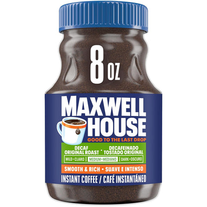 Maxwell House Original Roast Decaffeinated Instant Coffee, 8 oz Jar - Renee Lane Company