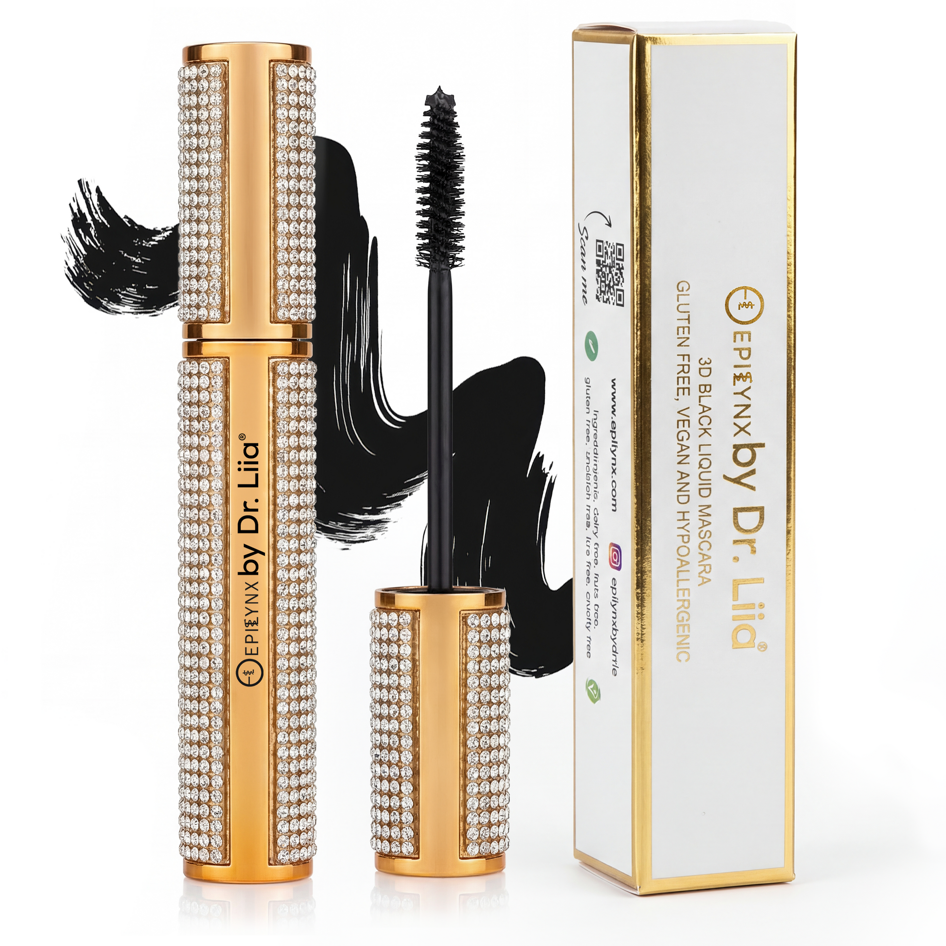 Mega Volume Vegan Mascara Black and Blue – Smudge-Proof with Handmade Diamond Case - Renee Lane Company