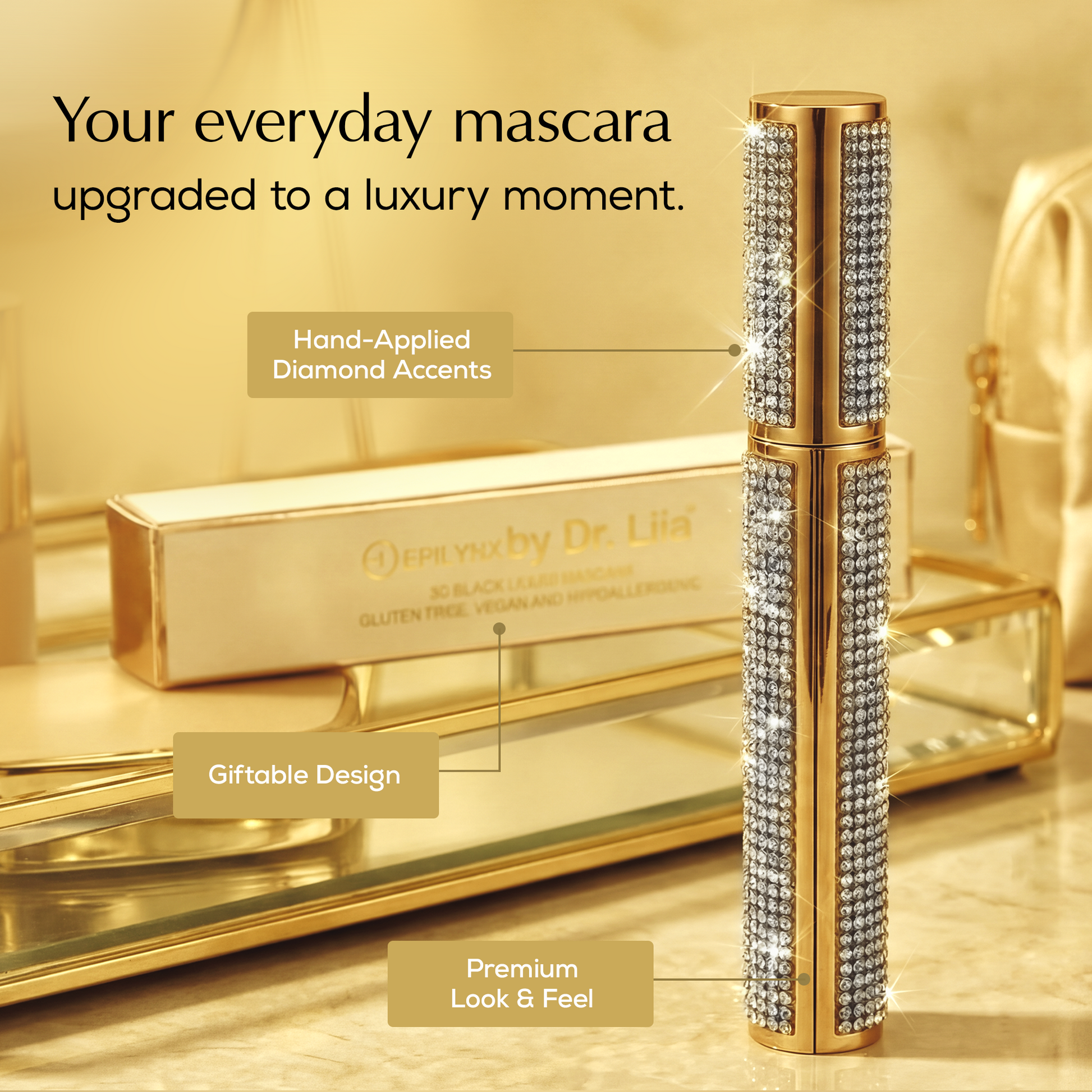 Mega Volume Vegan Mascara Black and Blue – Smudge-Proof with Handmade Diamond Case - Renee Lane Company