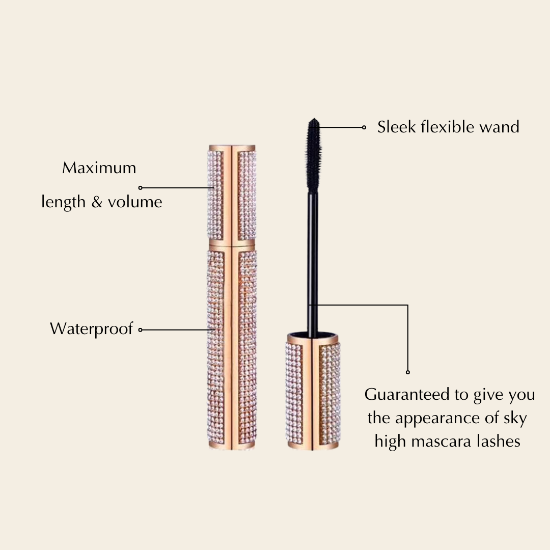Mega Volume Vegan Mascara Black and Blue – Smudge-Proof with Handmade Diamond Case - Renee Lane Company