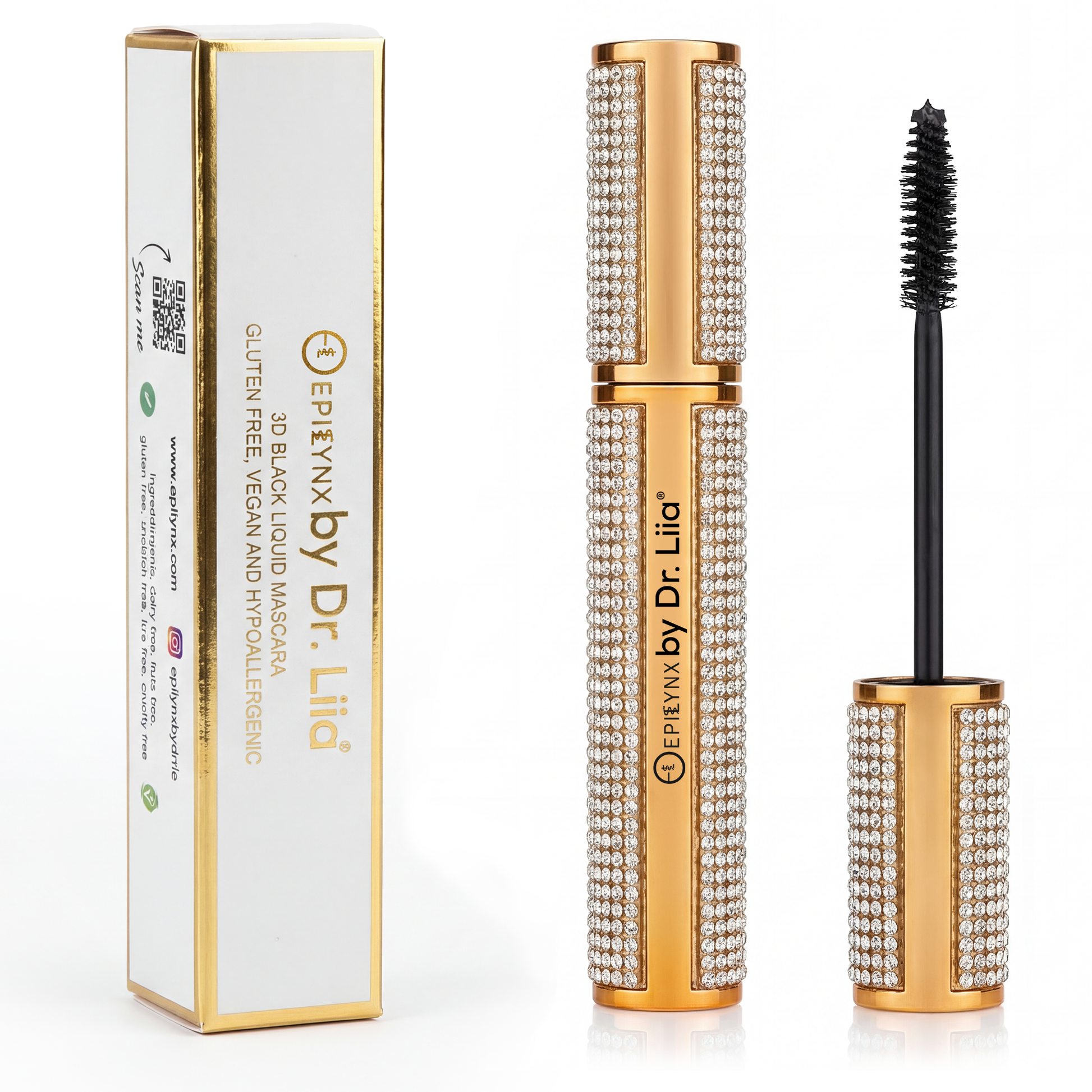 Mega Volume Vegan Mascara Black and Blue – Smudge-Proof with Handmade Diamond Case - Renee Lane Company