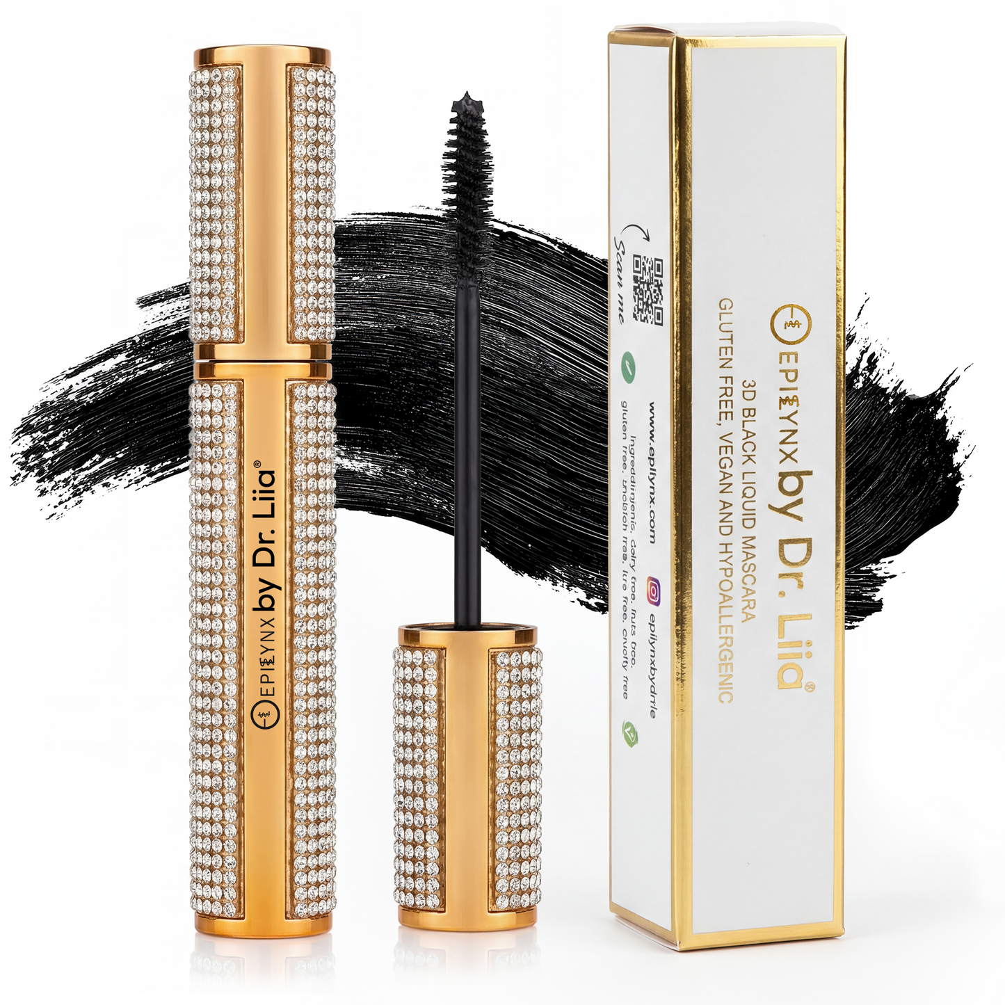 Mega Volume Vegan Mascara Black and Blue – Smudge-Proof with Handmade Diamond Case - Renee Lane Company