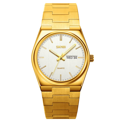 Men Luxury Gold Chinese Dragon Carved Dial Diamond Quartz Watch Casual Waterproof Sport Stainless Steel Wristwatch (T GOLDSILVER) - Renee Lane Company