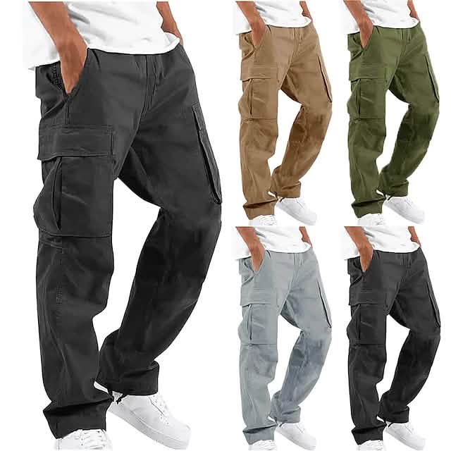 Men's Cargo Pants Trousers Drawstring Elastic Waist Multi Pocket - Renee Lane Company